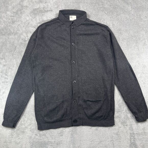 AG Adriano Goldschmied Cardigan Sweater Mens Medium Gray Pockets Long Sleeve - Picture 1 of 9